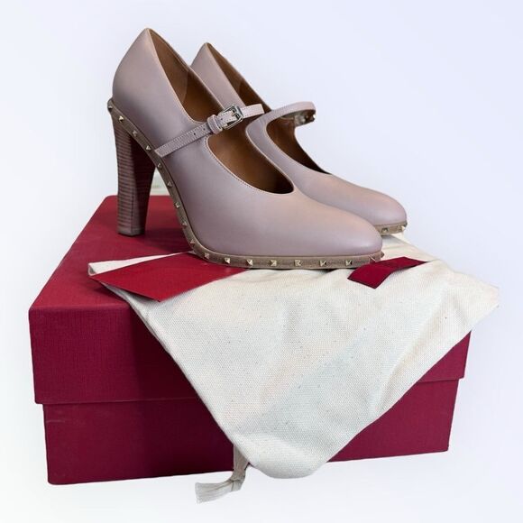 Valentino Calfskin Soul Rockstud Mary Jane Pumps 37.5 - Picture 1 of 8